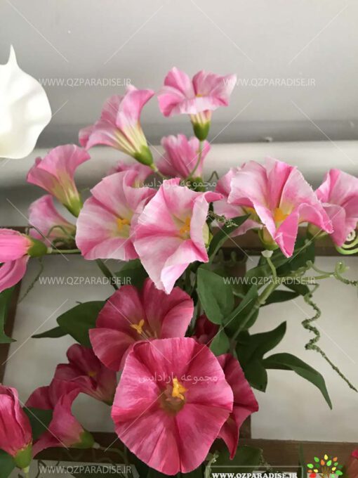 گل-مصنوعی-بوته-گلدار-گیاهان-پخش-مستقیم-مجموعه-پارادایس-کیفت بالا -رنگ میکس سفید و صورتی