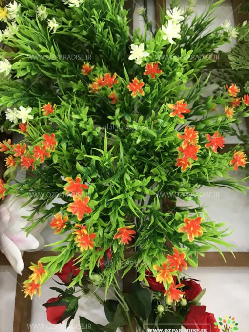 گل-مصنوعی-بوته-گلدار-گیاهان-پخش-مستقیم-مجموعه-پارادایس-کیفت بالا -رنگ نارنجی