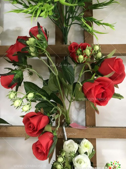 گل-مصنوعی-بوته-گلدار-گیاهان-پخش-مستقیم-مجموعه-پارادایس- کیفت بالا -رنگ قرمز