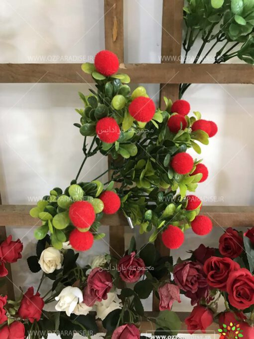 گل-مصنوعی-بوته-گلدار-گیاهان-پخش-مستقیم-مجموعه-پارادایس- کیفت بالا -رنگ قرمز