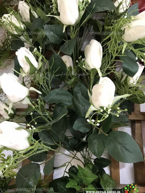 گل-مصنوعی-بوته-گلدار-گیاهان-پخش-مستقیم-مجموعه-پارادایس-کیفیت بالا رنگ سفید